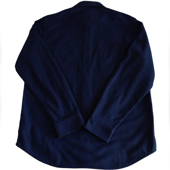 Lands' End Men's Large Tall Fleece Navy Blue Button Down Shirt - Picture 3 of 15